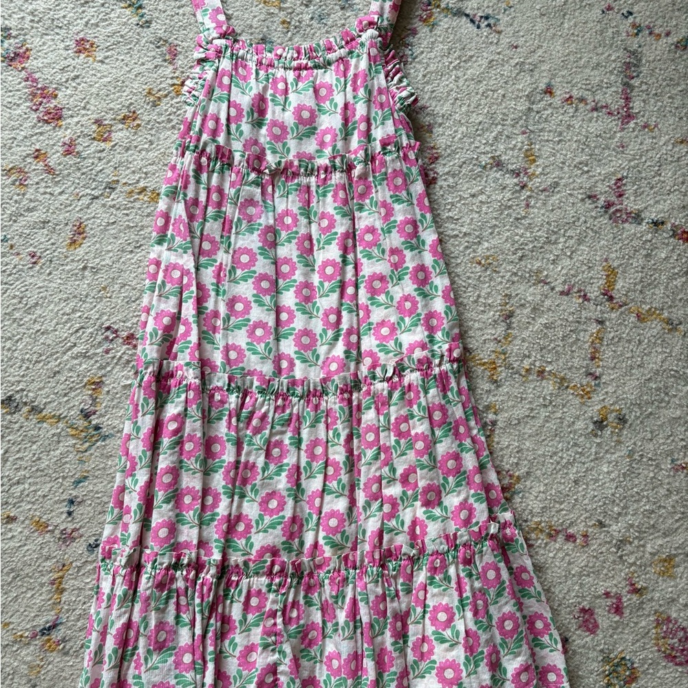 Mini Boden Pink and White Floral Kids Dress Sz 7/8